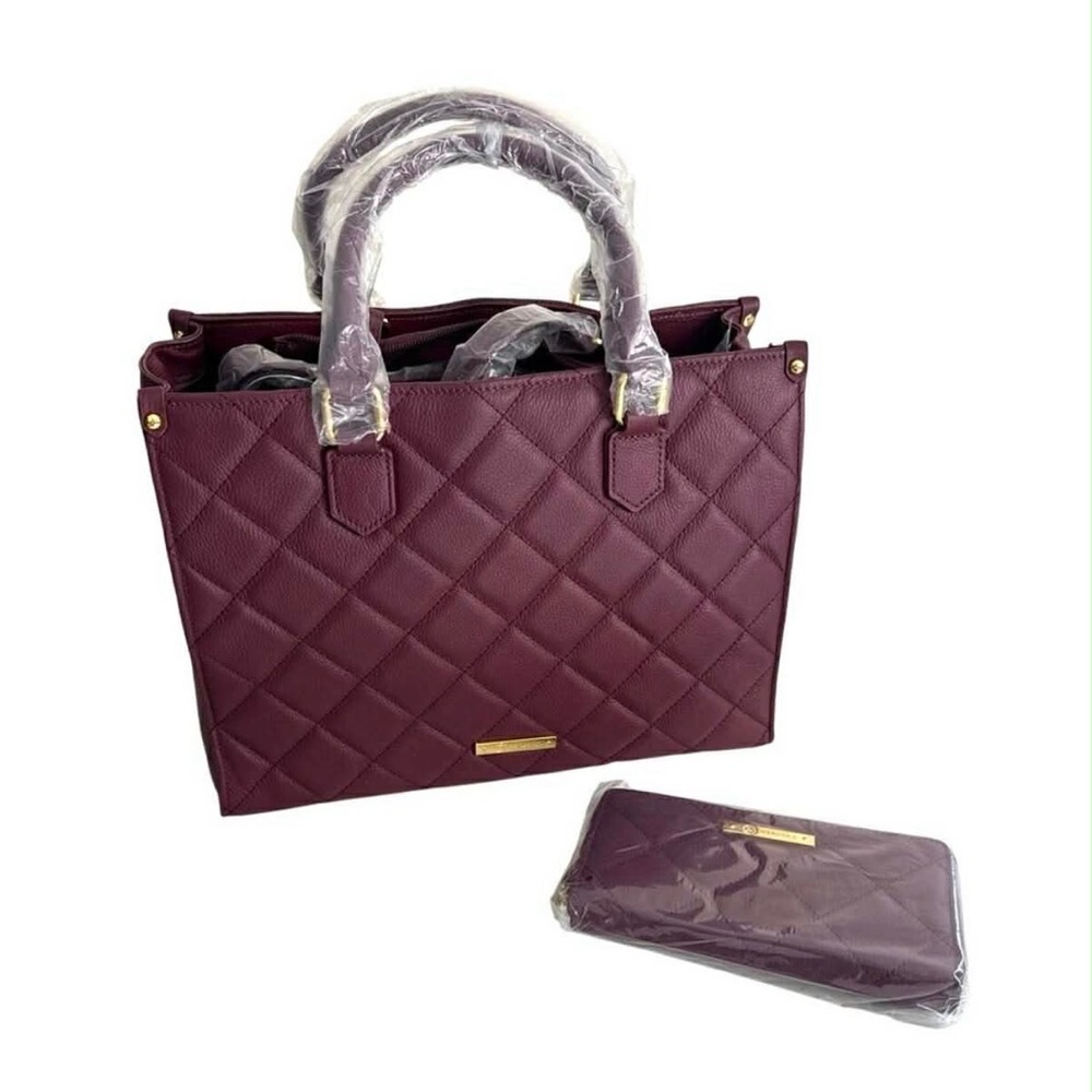 NWT Joy Mangano First Class Luxury Leather Quilted Handbag Wallet